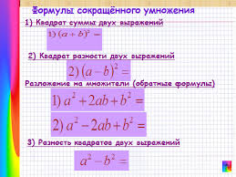 открытый урок по алгебре 7 класс формулы сокращенного умножения Tema Uroka Formuly Sokrashennogo Umnozheniya