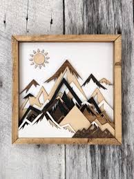 Wood wall art / nursery decor / office decor / wood art / reclaimed wood / mountain sign / sunset / moon scape / mountain scape / mountain buttonsandpearl 5 out of 5 stars (2,190) Handmade Wood Mountain Wall Art Brings Great Outdoors Into Any Home