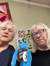 Found the little hopper at Harvest House. Great quilting needs shopping and  visit with Colleen and John.