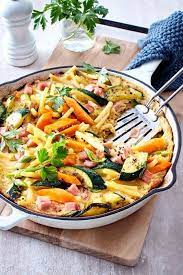 nudel schinken tiegel mit grunzeug einfache rezepte mittagessen rezepte frisch gekocht