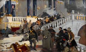 Taking place on the third anniversary of the revolution, it was directed by nikolai evreinov and was subtitled a mass action. the sets were designed by yuri annenkov. Sokolov Vasili Vasilevich Russian 1899 1962 Storming The Winter Palace 1962 Oil On Canvas 53 3 8 X 39 1 4 I Soviet Art Winter Palace Russian Revolution