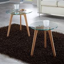 Beistelltisch Falsled 2er Set Eiche Massivholz Glas Couchtisch Couchtisch Skandinavisch Couchtisch Holz