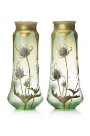 Montjoye Verreries De Saint Denis Chardons Paire De Vases En Verre Teinte Les Arts Decoratifs Du Xxe Siecle Chez Millo Vase Verre Vases Verrerie