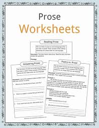 Prose Examples Worksheets Prose Poetry Worksheets Reading Comprehension Worksheets