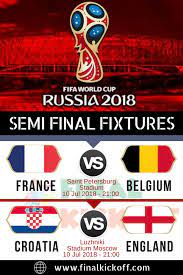 Semi Final Match Fixture Fifa World Cup 2018 Fifa World Cup Fifa World Cup Champions