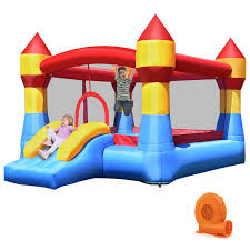 Costzon Inflatable Bounce House, Jumper Castle with Slide, Mesh Walls,  Party Bouncy House