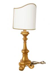 Lampada da tavolo con base in legno vernciata bianca, artigianale fatta a mano. Lampe D Oro Grand De Table En Bois Made In Italy