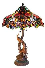 Tiffany Peacock Base Stained Glass Table Lamp In 2020 Stained Glass Table Lamps Tiffany Lamps Tiffany Style Lamp