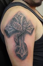 Easily inked by a skilled artist from a cross tattoo on the chest , arm , shoulder, back , sleeve , hand , or neck , guys can get a. 50 Creative Cross Tattoo Designs Cuded