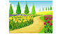 Background Flower Garden Cartoon