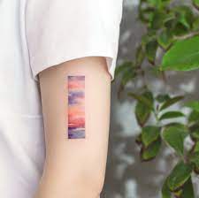 A Watercolor Sunset Scenery By Tattooist Franky Finger Tattoos White Tattoo Hand Tattoos