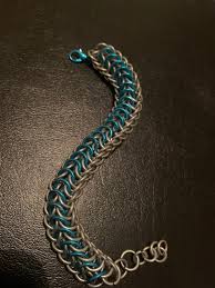 Teal and Silver Persian Dragonscale Weave Chainmail Bracelet - Etsy Denmark