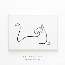 Minimal Cat Line Art Poster Printable Cat Drawing Modern Home Decor Abstract Animal Wall Print Pet Animal Illustration Poster Art Line Art Line Art Drawings