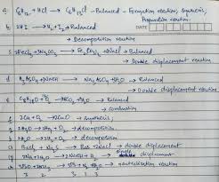 The type of reaction in which part of one reactant is displaced by another reactant is called displacement. 1 Balance The Following Equations And Classify The Reaction By Type I E Decomposition Etc Reaction Type Homeworklib