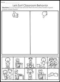 Behavior Worksheet For Kindergarten And Behavior Picture Sorts Back To School Social Skills In 2020 Kindergarten Worksheets Counseling Worksheets Behavior