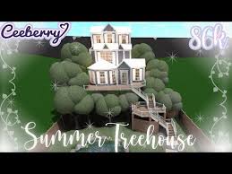 Bloxburg Summer Tree House 86k Speed Build Youtube Tree House Summer Trees Unique House Design