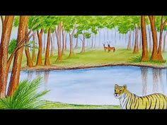 Drawing and coloring for kids, children, toddlers.thank you for your watching!♥ don't forget to subscribe our. How To Draw Forest Scene Step By Step Very Easy Youtube Easy Scenery Drawing Forest Drawing Nature Art Drawings