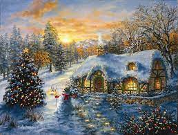 Christmas Cottage Christmas Art Christmas Paintings Cottage Christmas