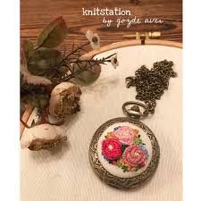 Handembroidery Jewelry Nakis Detayli Kostekli Saat Kolye Taki Nakis Kolyeler