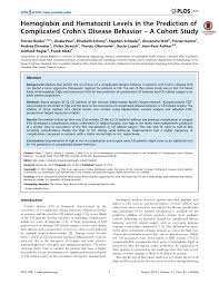 Pdf Hemoglobin And Hematocrit Levels In The Prediction Of