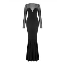 Collectif Morticia Mermaid Long Dress Black Attitude Europe