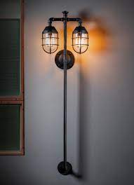 Marlowe 13 1/4 high bronze metal cage outdoor wall light. Two Light Outdoor Wall Lamp In Early Industrial Style Made Of Iron Wl 3684 Terra Lumi