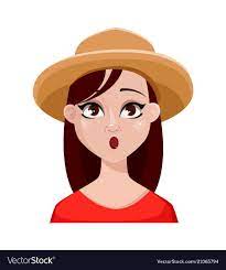 Face Expression Of Farmer Woman In Hat Female Emotion Surprised Beautiful Cartoon Character Vector Illustrat Hat Vector Face Expressions Character Costumes