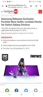 The galaxy skin was followed by the ikonik skin, introduced in march along with the galaxy s10 series. Samsung Releases Exclusive Fortnite Glow Outfit Samsung Members