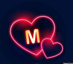 M Name Dp Pics For Whatapp N Facebook With Neon Light Heart Black Background Name Wallpaper Black Background Wallpaper Black Backgrounds