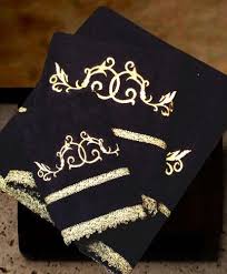 Black And Gold Bathroom Towel Set Florenca Collection Black Embroidered In Gold Towels Set Luxury European Guest Towel Han Fancy Bath Towels Embroidered Towels 2nd Wedding Anniversary Gift