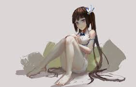 Wallpaper white, hair, figure, dress, long, ecchi, hestia images for  desktop, section прочее - download