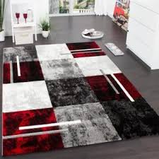 Designer Teppich Modern Mit Konturenschnitt Karo Muster Grau Schwarz Rot Vorschau 1 Teppich Design Wohnzimmer Teppich Schwarzer Teppich