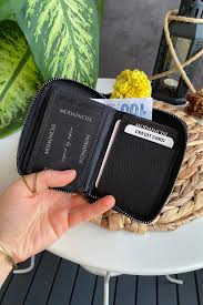 Modica Porto - Genuine Leather Black Stylish Card Holder Wallet with  Zippered Money Compartment, 10 Card Compartments - Trendyol