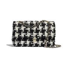 Black And White Chanel Bag Tweed Gold Tone Metal Black Ecru White Classic Handbag Chanel In 2020 Classic Handbags Chanel Handbags Classic Chanel Handbags Pink