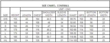 european coverall size chart 2019