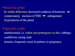 Endemic goiter is caused by iodine deficiency as well as other multiple factors resulting in variations in the prevalence observed between areas, where iodine intake is scarcely below normal. Endocrine Pathology Prezentaciya Onlajn