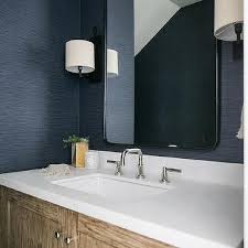 Wall murals are great for any room, even a bathroom! Black Grasscloth Bathroom Wallcovering Design Ideas