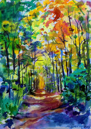 Sunday walk in the park painting. A Walk In The Park V Painting By Maja Grecic Artmajeur