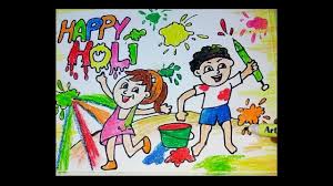 Holi Drawing In Chart Paper