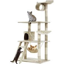When it's time to play, the partially wrapped sisal posts help promote healthy nail scratching and encourage your feisty feline to get their exercise in. Bestpet Medium Cat Tree Cat Tower Cat Condo Cat Activity Tree Playground Cage Kitten Multi Level 64 Inches Play House Scratching Post Furniture With Hammock Walmart Canada