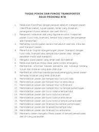 Suatu ketika, martin akan mengantar jack untuk pemeriksaan kesehatan rutin. Uraian Tugas Pokok Dan Fungsi Transporter Rs Pdf