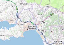 'bahnnetz' und 'landschaft & ländliche karte'. Michelin Landkarte Swansea Stadtplan Swansea Viamichelin
