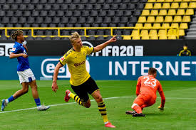 Neymar mocked haaland after his goal, but after the game the whole psg squad mocked haaland by copying his celebration. Borussia Dortmund Net First Post Lockdown Goal As Haaland Does Social Distanced Celebration Vibzn Com
