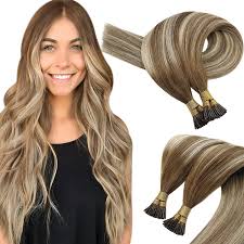Buy platinum blonde hair extensions and get the best deals at the lowest prices on ebay! Amazon Com Sunny I Tip Balayage Hair Extensions Medium Brown Platinum Blonde Highlighted Brown Professional Salon I Tip Human Hair 16inch 50g Package Beauty