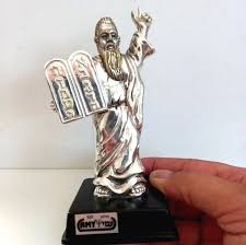 Statue Vintage Moses Sculpture Silver Plated 925 Figurine Israel Amy 5.9  Inch
