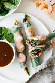 Vietnamese Spring Rolls Filled With Shrimp Spinach And Vegetables And Served With An Al Vietnamese Spring Rolls Spring Rolls Recipe Shrimp Shrimp Spring Rolls