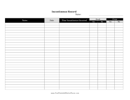 Printable Incontinence Record Log