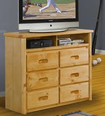 Three drawers and two open drawers provide plenty of setup space to manage your media needs. Trendwood Bunkhouse 6 Drawer Pine Media Chest Conlin S Furniture Media Chests