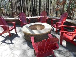 Stone Veneer Fire Pit On Custom Flagstone Patio In 2020 Patio Builders Stone Fire Pit Flagstone Patio