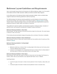 bathroom layout guidelines and requirements